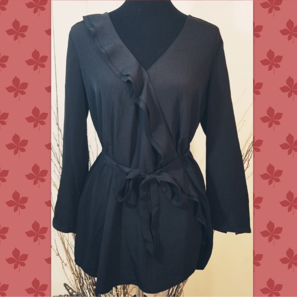 Armani Exchange Ruffle Front Blouse XL